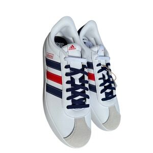 Adidas VL Court 3.0 White Navy Red Stripe Skateboarding Shoes Sneakers Mens 11.5